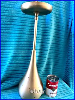 Quality Mid Century Atomic Reproduction Perforated Brushed Gold Pendant Light