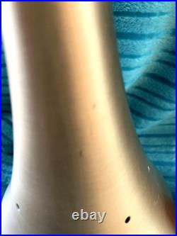 Quality Mid Century Atomic Reproduction Perforated Brushed Gold Pendant Light