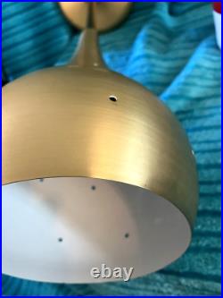 Quality Mid Century Atomic Reproduction Perforated Brushed Gold Pendant Light
