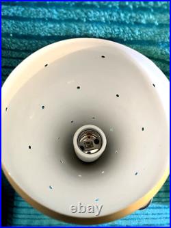 Quality Mid Century Atomic Reproduction Perforated Brushed Gold Pendant Light