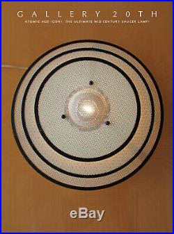RARE & ICONIC! MID CENTURY MODERN SAUCER LAMP! WHITE UFO 50s ATOMIC LIGHTING VTG