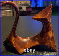 RARE Mid Century Modern Cubist Atomic Brown Ceramic Cat Figurine RARE Mid Century Modern Cubist Atomic Brown Ceramic Cat Figurine