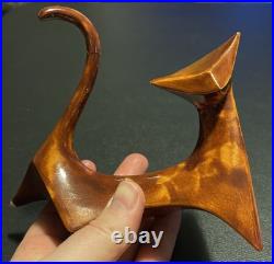 RARE Mid Century Modern Cubist Atomic Brown Ceramic Cat Figurine RARE Mid Century Modern Cubist Atomic Brown Ceramic Cat Figurine