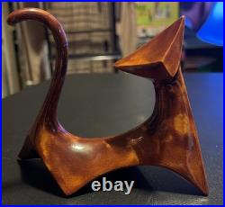 RARE Mid Century Modern Cubist Atomic Brown Ceramic Cat Figurine RARE Mid Century Modern Cubist Atomic Brown Ceramic Cat Figurine