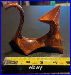 RARE Mid Century Modern Cubist Atomic Brown Ceramic Cat Figurine RARE Mid Century Modern Cubist Atomic Brown Ceramic Cat Figurine