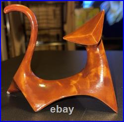 RARE Mid Century Modern Cubist Atomic Brown Ceramic Cat Figurine RARE Mid Century Modern Cubist Atomic Brown Ceramic Cat Figurine