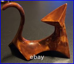 RARE Mid Century Modern Cubist Atomic Brown Ceramic Cat Figurine RARE Mid Century Modern Cubist Atomic Brown Ceramic Cat Figurine
