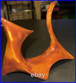 RARE Mid Century Modern Cubist Atomic Brown Ceramic Cat Figurine RARE Mid Century Modern Cubist Atomic Brown Ceramic Cat Figurine