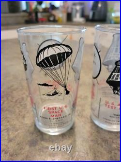 RARE Vintage Atomic Space Age Mid-Century MCM Test Flight Chimp Glass Set 4.5