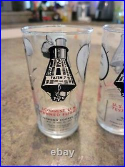 RARE Vintage Atomic Space Age Mid-Century MCM Test Flight Chimp Glass Set 4.5