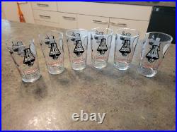 RARE Vintage Atomic Space Age Mid-Century MCM Test Flight Chimp Glass Set 4.5