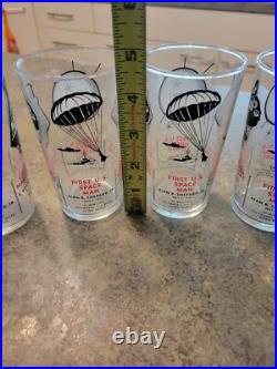 RARE Vintage Atomic Space Age Mid-Century MCM Test Flight Chimp Glass Set 4.5