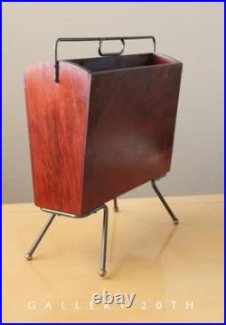 Rare! Atomic Vintage MID Century Modern Floating Magazine Rack 1950 Rosewood