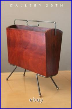 Rare! Atomic Vintage MID Century Modern Floating Magazine Rack 1950 Rosewood