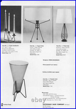 Rare Vintage Ferris Shacknove Iron Metal Tripod Lamp Mid Century Modern Atomic