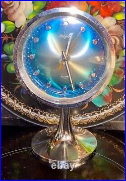 Rare mid-century Rhythm atomic space age clock & alarm clock blue face