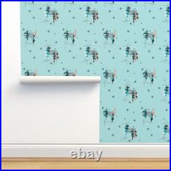 Removable Water-Activated Wallpaper Atomic Retro Mid Century Modern Abstract