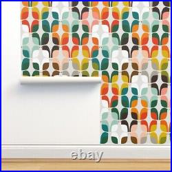 Removable Water-Activated Wallpaper Mid Century Birds Whimsical Retro Atomic Era