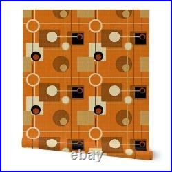 Removable Water-Activated Wallpaper Mid Century Modern Orange Atomic Vintage