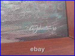 Retro 1965 Oil On Board Of A Coastal Sunset MID Century Modern Art Atomic Era