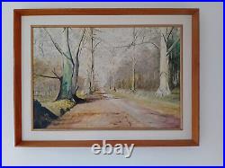 Retro 1965 Oil On Board Of A Road Less Travelled MID Century Modern Art Atomic