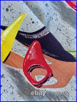 Retro Boomerang 1950 Amoeba GALAXIES Mid Century Atomic Barkcloth Vintage Fabric Retro Boomerang 1950 Amoeba GALAXIES Mid Century Atomic Barkcloth Vintage Fabric