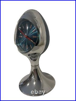 Retro Egg Shaped Pedestal Alarm Table Clock Working Atomic Sputnik West German