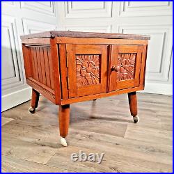 Retro Mid Century Modern Atomic Carved Danish Bedside Cabinet Night Stand Table