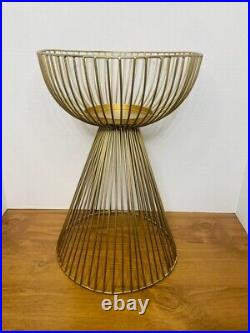 Retro Mid Century Modern Circular Atomic Metal Wire Plant Stand Side Table MCM
