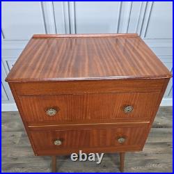 Retro Vintage Mid Century Modern Chest Of 2 Drawers Teak Veneer Atomic Legs