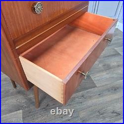 Retro Vintage Mid Century Modern Chest Of 2 Drawers Teak Veneer Atomic Legs