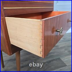 Retro Vintage Mid Century Modern Chest Of 2 Drawers Teak Veneer Atomic Legs