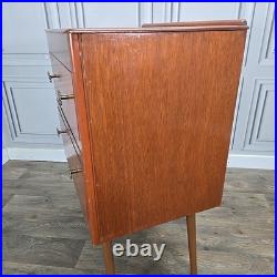 Retro Vintage Mid Century Modern Chest Of 2 Drawers Teak Veneer Atomic Legs