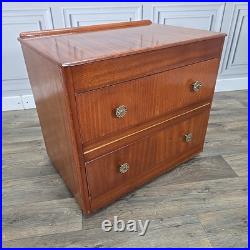 Retro Vintage Mid Century Modern Chest Of 2 Drawers Teak Veneer Atomic Legs
