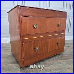Retro Vintage Mid Century Modern Chest Of 2 Drawers Teak Veneer Atomic Legs Retro Vintage Mid Century Modern Chest Of 2 Drawers Teak Veneer Atomic Legs