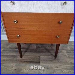 Retro Vintage Mid Century Modern Chest Of 3 Drawers Teak Veneer Atomic Legs
