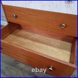 Retro Vintage Mid Century Modern Chest Of 3 Drawers Teak Veneer Atomic Legs