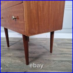 Retro Vintage Mid Century Modern Chest Of 3 Drawers Teak Veneer Atomic Legs