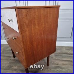Retro Vintage Mid Century Modern Chest Of 3 Drawers Teak Veneer Atomic Legs