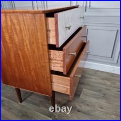 Retro Vintage Mid Century Modern Chest Of 3 Drawers Teak Veneer Atomic Legs