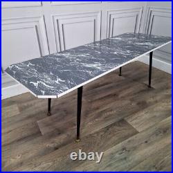 Retro Vintage Mid-Century Modern Marble Effect Side Coffee Table Atomic