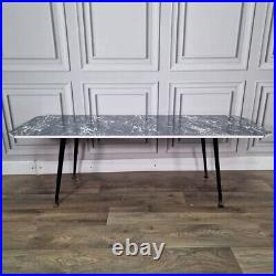 Retro Vintage Mid-Century Modern Marble Effect Side Coffee Table Atomic