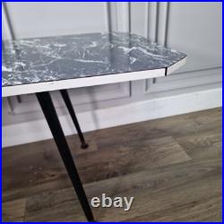 Retro Vintage Mid-Century Modern Marble Effect Side Coffee Table Atomic