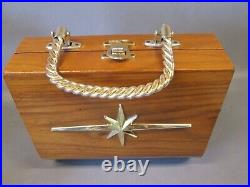 STARBURST ATOMIC Gold Wood HANDBAG PURSE CLUTCH Women's Mid Century Modern STARBURST ATOMIC Gold Wood HANDBAG PURSE CLUTCH Women's Mid Century Modern