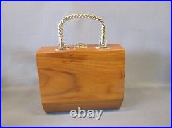 STARBURST ATOMIC Gold Wood HANDBAG PURSE CLUTCH Women's Mid Century Modern STARBURST ATOMIC Gold Wood HANDBAG PURSE CLUTCH Women's Mid Century Modern