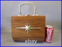 STARBURST ATOMIC Gold Wood HANDBAG PURSE CLUTCH Women's Mid Century Modern STARBURST ATOMIC Gold Wood HANDBAG PURSE CLUTCH Women's Mid Century Modern