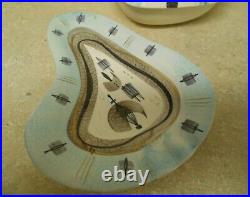 Sascha Brastoff Pottery MCM Atomic Tray Dish Ashtray and Cigarette Box