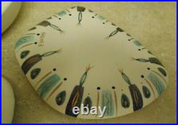 Sascha Brastoff Pottery MCM Atomic Tray Dish Ashtray and Cigarette Box