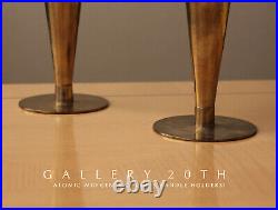 Saucers! Vtg MID Century Atomic Modern Brass Candle Holders! Jetsons Space Age