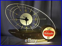 Schaefer Beer Atomic Sailboat Clock MID Century Modern Vintage